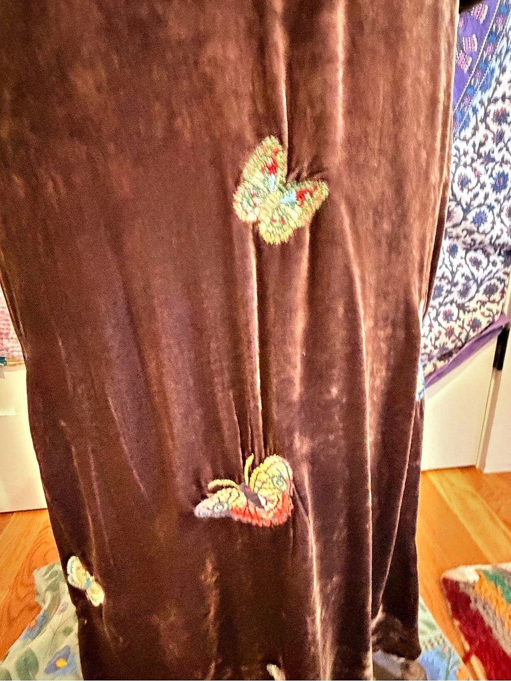 JOHNNY WAS Embroidered Velvet Maxi Dress Brown Large Like New - Picture 10 of 10